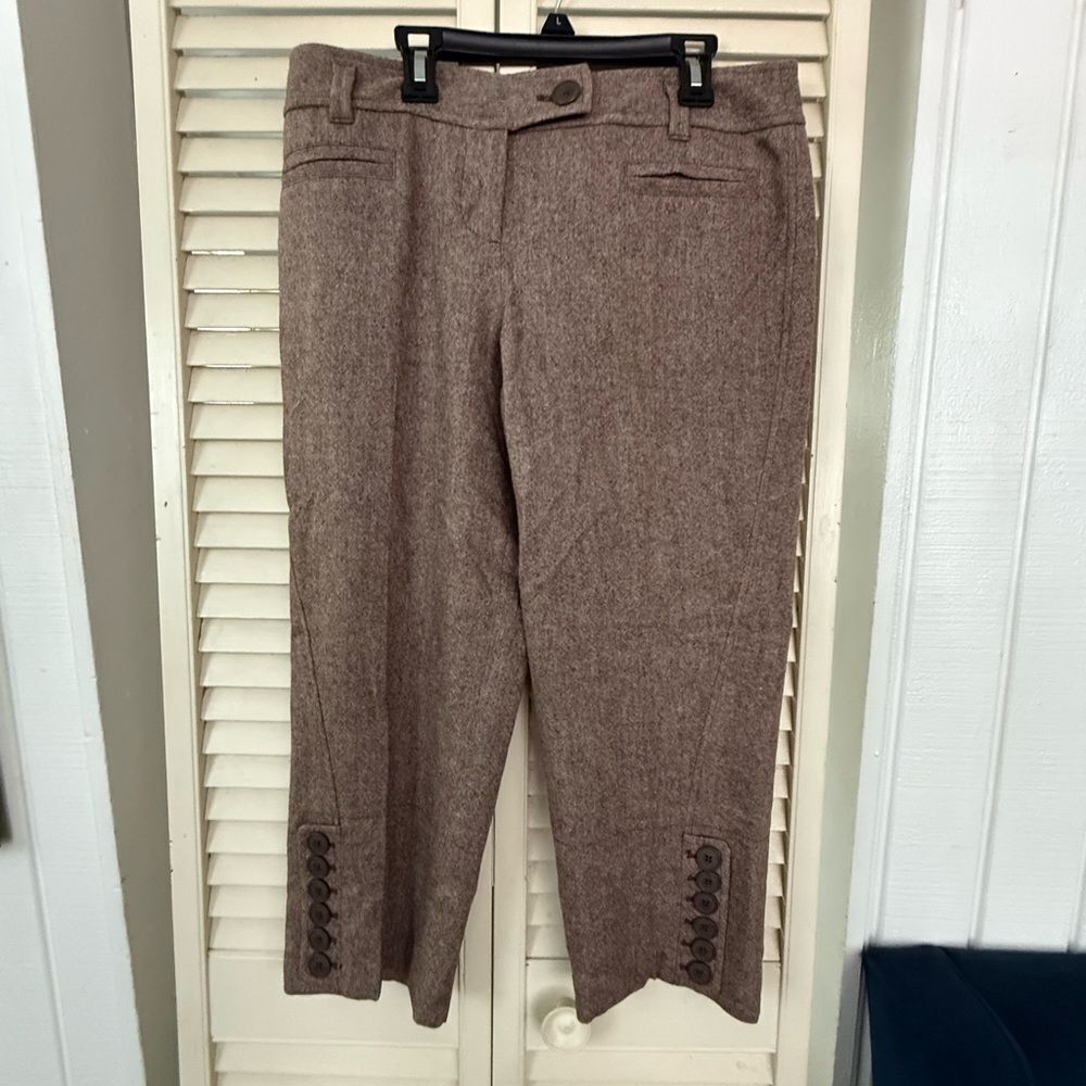 LOFT Brown Marisa Dress Pants with Textured Fabric